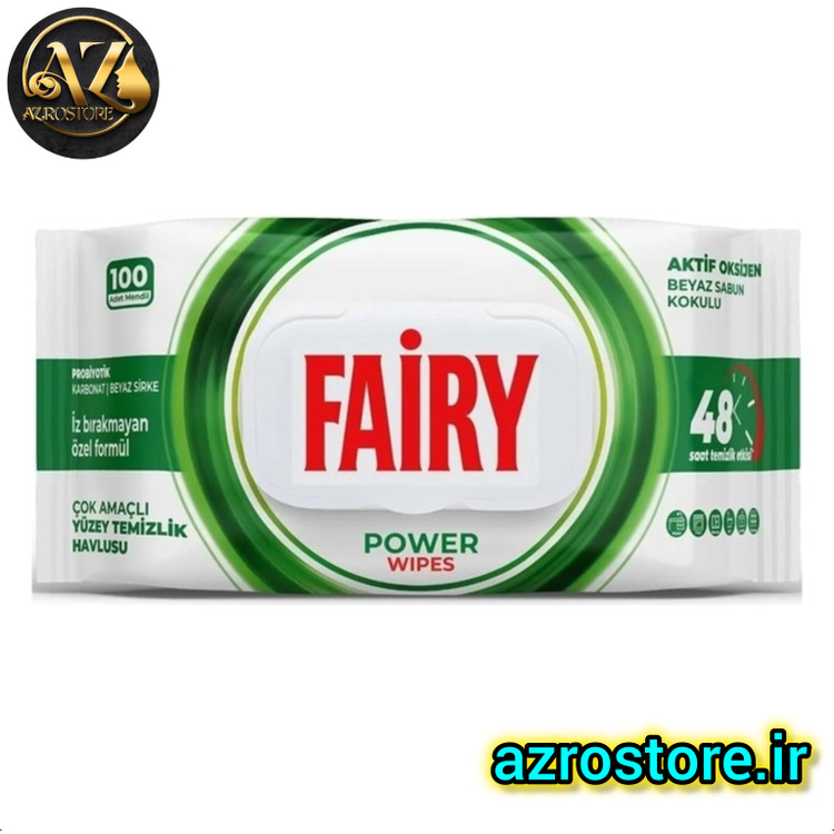 دستمال مرطوب فيری پاك كننده سطوح مدل POWER WIPES بسته 100 عددي
