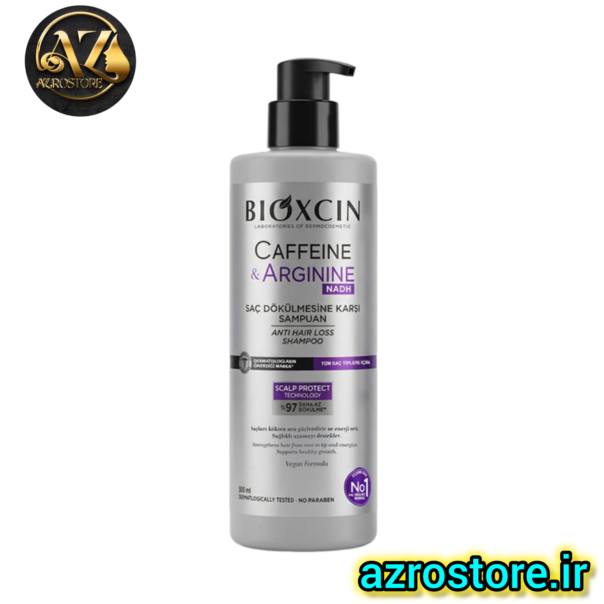 شامپو ضد ریزش بیوکسین Bioxcin حاوی کافئین و آرژینین حجم 500 میل