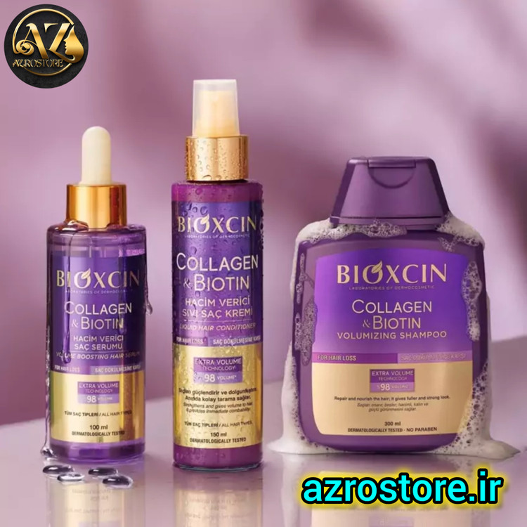 اسپری دوفاز کلاژن و بیوتین بیوکسین Bioxcin با خاصیت حجم دهی مو و ضد ریزش حجم ۲۰۰ میل