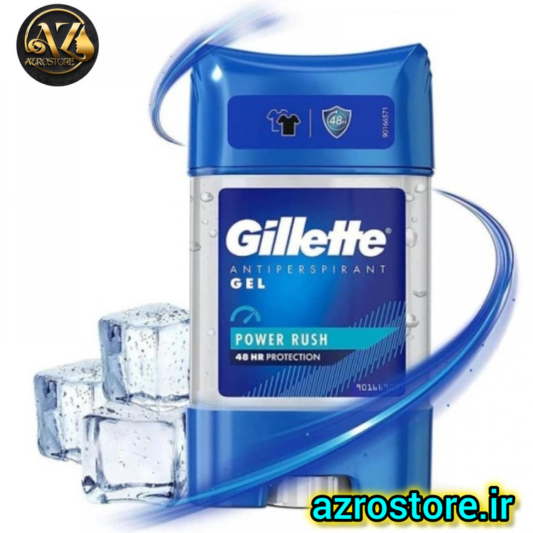 مام ژله ای مردانه ژیلت مدل Power Rush حجم ۷۰ میل ۴۸ ساعته